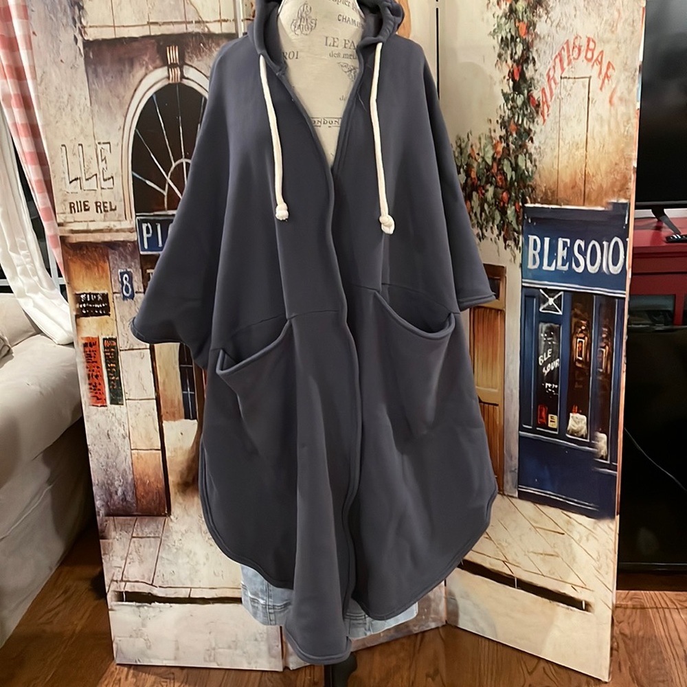 Free People Beach Peace Out Poncho, Blue, One Size